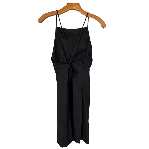 Zara‎ Draped Linen Blend Mini Dress Black, Backless, SZ M Excellent Condition - Picture 4 of 12